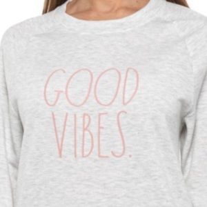 🆕 Rae Dunn Good Vibes Sweatshirt Gray and pink size xsmall